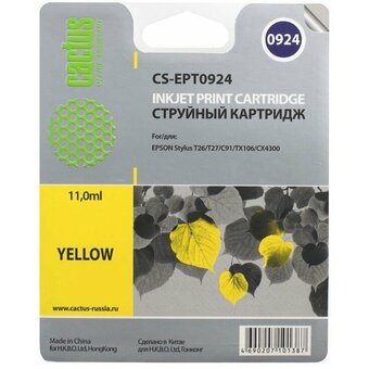  Картридж Cactus T0924 (CS-EPT0924) струйный желтый (6.6мл) для Epson Stylus C91/CX4300/T26/T27/TX106/TX109/TX117/TX119 