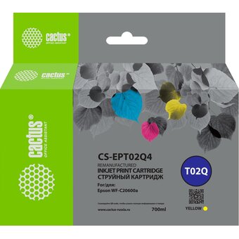 Картридж Cactus T02Q (CS-EPT02Q4) струйный желт.пигм. (660мл) для Epson WorkForce Enterprise WF-C20600D4TW 