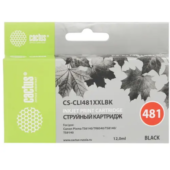  Картридж Cactus (CS-CLI481XXLBK) черный струйный (12мл) для Canon Pixma TR7540/TR8540/TS6140/TS8140 