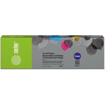  Картридж Cactus T9442 (CS-EPT9442) струйный голубой (45мл) для Epson WorkForce WF-C5290DW/WF-C5790DW 