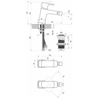  Смеситель для биде Ravak 10° Free X070155 black-TD F 055.20 черный матовый 