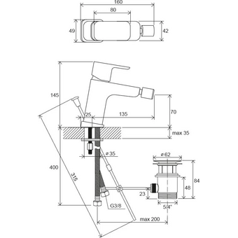  Смеситель для биде RAVAK TD F 055.00 X070133 