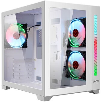  Корпус Ginzzu V450 RGB Белый CRC6 Fan 12cm RGB*3 