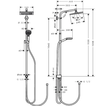  Душевой гарнитур Hansgrohe Crometta E 240 27289000 1jet Showerpipe Reno EcoSmart 