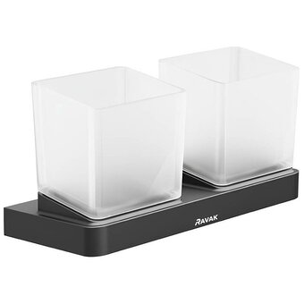  Стакан для зубных щеток Ravak 10° X07P558 двойной черный матовый 