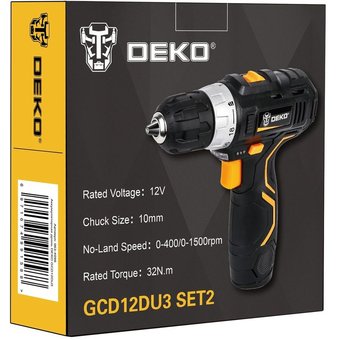  Дрель-шуруповерт Deko GCD12DU3 SET 2 063-4146 FU-Li-Ion аккум с акк и ЗУ 