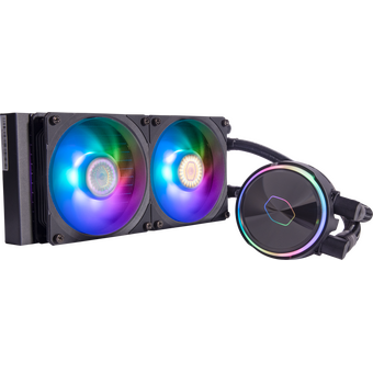  СВО Cooler Master MasterLiquid PL240 Flux (MLY-D24M-A23PZ-R1) (240W, 240mm, ARGB, fans 2x120mm/72.37CFM/32dBa/2300rpm) 