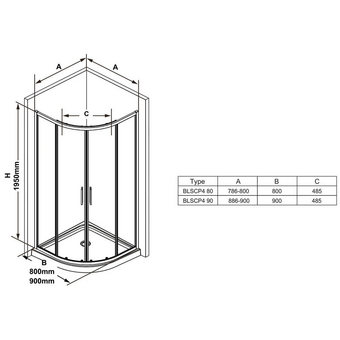  Душевой уголок RAVAK Blix Slim BLSCP4-90 X3BM70C00Z1 