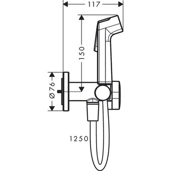  Смеситель с гигиеническим душем HANSGROHE Bidette 29232670 матовый черный (внешняя часть) 