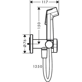  Смеситель с гигиеническим душем HANSGROHE Bidette 1jet S 29232000 встроенный со шлангом и держателем 
