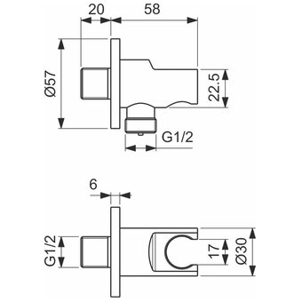  Смеситель с гигиеническим душем IDEAL STANDARD Set Alpha BD125AA (A7184AA + B961368AA + A2403AA + BC807AA ) 