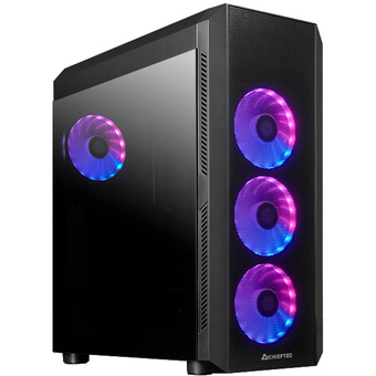  Корпус Chieftec Scorpion 4 (GL-04B-OP) Black, ATX Gaming case, T Glass, 4x RGB fan, MB sync, remote, Mesh Front Panel 