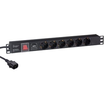  Блок розеток ExeGate ServerPro PDU-19H609 Al-6S-C14-2CU-SPD1 (EX280834RUS) 19", 1U, Алюминий, 6 Schuko, кабель с вилкой C14 VDE-250V-10A-3*1.0mm2 