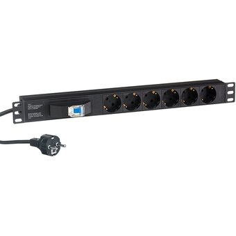  Блок розеток ExeGate ServerPro PDU-19H610 Al-6S-EU2.5CU-1P (EX280835RUS) 19", 1U, Алюминий, 6 Schuko, кабель с евровилкой VDE-250V-16A-3*1.5mm2 