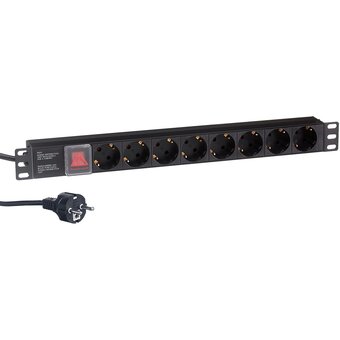  Блок розеток ExeGate ServerPro PDU-19H805 Al-8S-EU3CU-SW (EX280844RUS) 19", 1U, Алюминий, 8 Schuko, кабель с евровилкой VDE-250V-16A-3*1.5mm2, медь 