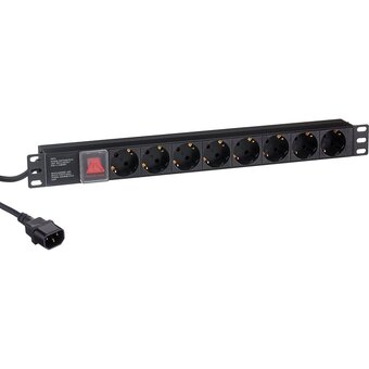  Блок розеток ExeGate ServerPro PDU-19H806 Al-8S-C14-3CU-SW (EX280845RUS) 19", 1U, Алюминий, 8 Schuko, кабель с вилкой C14 VDE-250V-10A-3*1.0mm2 