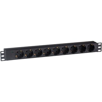  Блок розеток ExeGate ServerPro PDU-19H901 Al-9S-C14 (EX280847RUS) (19", 1U, Алюминий, 9 Schuko, С14, черный, RTL) 