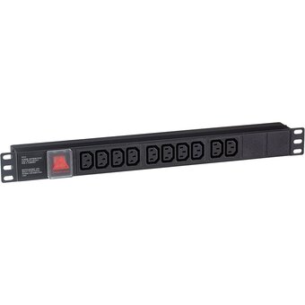  Блок розеток ExeGate ServerPro PDU-19H001 Al-10C13-C14-SW (EX280859RUS) (19",1U, Алюминий, 10 IEC 320 C13, С14, выкл. с подсветкой, черный, RTL) 