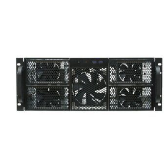  Корпус Procase RE411-D0H16-FC-55 4U server case,0x5.25+16HDD,черный,без БП,глубина 550мм,MB CEB 12"x10,5", панель вентиляторов 3*120x25 PWM 