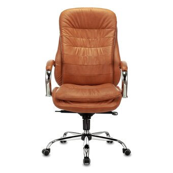  Кресло Бюрократ T-9950/Ontano для руководителя рыжий Leather Ontano кожа крестов. металл хром 