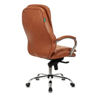  Кресло Бюрократ T-9950/Ontano для руководителя рыжий Leather Ontano кожа крестов. металл хром 