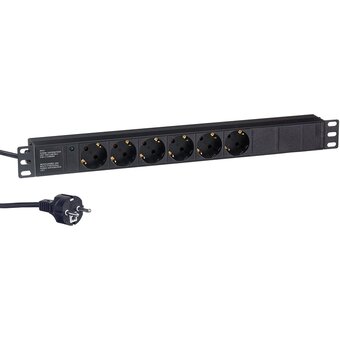  Блок розеток ExeGate ServerPro PDU-19H602 Al-6S-EU2CU (EX280827RUS) 19", 1U, Алюминий, 6 Schuko, кабель с евровилкой VDE-250V-16A-3*1.5mm2, медь 