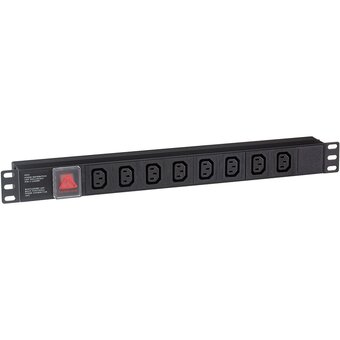  Блок розеток ExeGate ServerPro PDU-19H808 Al-8C13-C14-SW (EX280854RUS) (19",1U, Алюминий, 8 IEC 320 C13, С14, выкл. с подсветкой, черный, RTL) 