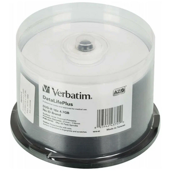  Диск DVD-R Verbatim (43755) 4.7Gb 16x Cake Box (50шт) Printable 