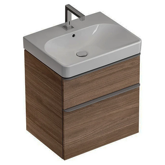  Раковина с тумбой под раковину GEBERIT Smyle Square 500.229.01.1+500.352.JR.1 пекан 