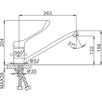  Смеситель для мойки Frap (F4254) локтевой 40мм(1/10) 