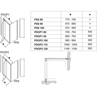  Душевая перегородка RAVAK Pivot PPS-80 90G40C00Z1 блестящий 
