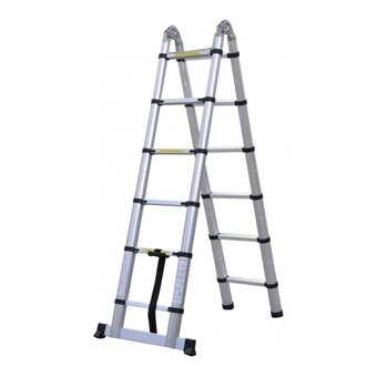  Лестница Alumet DTLH 1.9 двухсторонняя телескопическая с шарниром 1,9+1,9 м (6+6 ступ) 