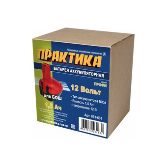  Аккумулятор ПРАКТИКА 031-631 для BOSCH 12В, 1,5 Ач, NiCd, коробка 