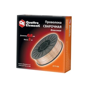  Проволока сварочная QUATTRO ELEMENTI 770-377 флюсовая 0,8мм, масса 5,0кг 