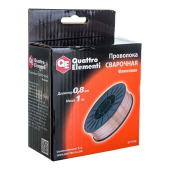  Проволока сварочная QUATTRO ELEMENTI 790-380 флюсовая, 0,8мм, масса 1кг 