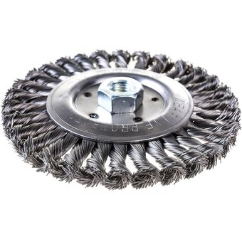 Кордщетка для УШМ ПРАКТИКА 242-663 радиальная витая 150 мм, М14   Кордщетка для УШМ ПРАКТИКА 242-663 радиальная витая 150 мм, М14