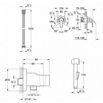  Комплект гигиенического душа Grohe BauCurve 123072 