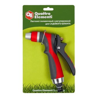  Пистолет поливочный QUATTRO ELEMENTI 646-164 1-режимный металл + мягкий пластик, регулировка напор 
