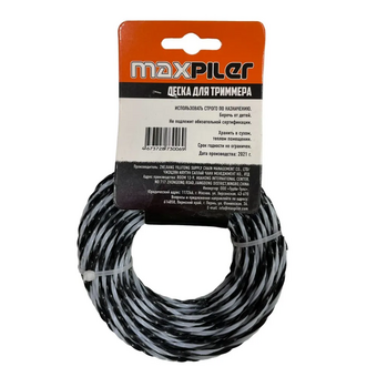  Леска для триммера Maxpiler MLTD-13015Z 3.0MM*15M, квадрат крученый черно-белая 