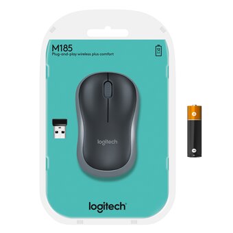  Мышь Logitech M185 (910-002252) Swift Grey (USB, беспроводная, оптическая, 1000dpi) 