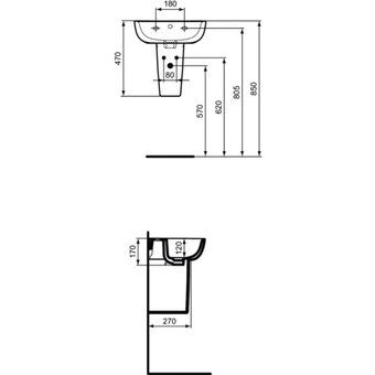  Полупьедестал IDEAL STANDARD Esedra Guest T290301 с крепежом TT0257919 