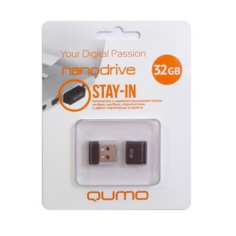  USB-флешка QUMO 32GB USB 2.0 Nano Black черный (QM32GUD-NANO-B) 