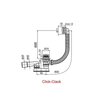  Сточный комплект с переливом Ravak X01472 Click Clack 800мм хром 