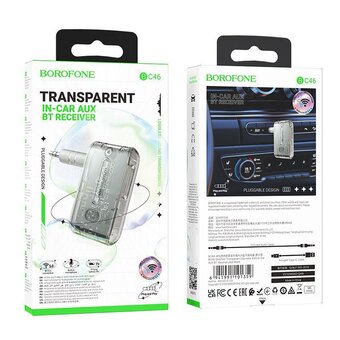  Трансмиттер BOROFONE BC46 Gratified Transparent Discovery Edition Car AUX BT Receiver (черный) 