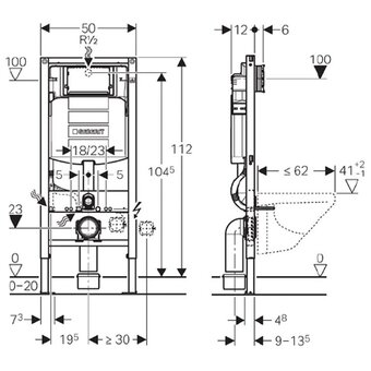  Инсталляция для унитаза Geberit Duofix Omega h112 111.060.00.1 