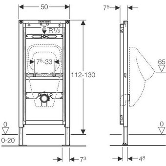  Инсталляция для писсуара Duofix Geberit 111.686.00.1 