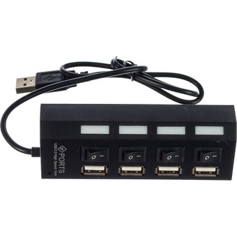  USB-концентратор Gembird UHB-243-AD с подсветкой и выключателем, USB2.0, 4 порта, блистер 
