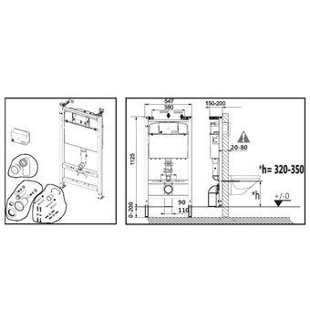  Унитаз подвесной с инсталляцией Roca Meridian Pack 893104110 с клавишей и сиденьем 