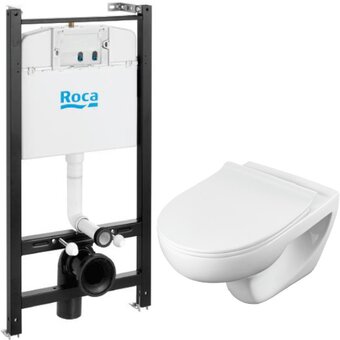  Унитаз подвесной с инсталляцией Roca Victoria Pack 893105010+Slim сиденье дюропласт 