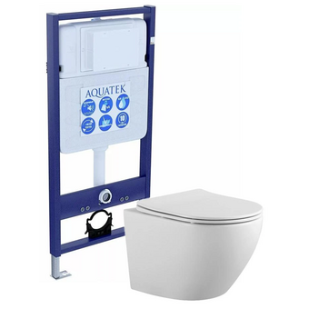  Унитаз с инсталляцией AQUATEK Set Aquatek Европа с тонким сиденьем soft-close 